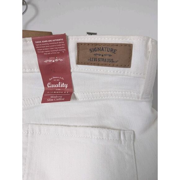 Levi's Modern Slim Cuff White Denim Jeans Size 12 Distressed Stretch NEW - Picture 7 of 10